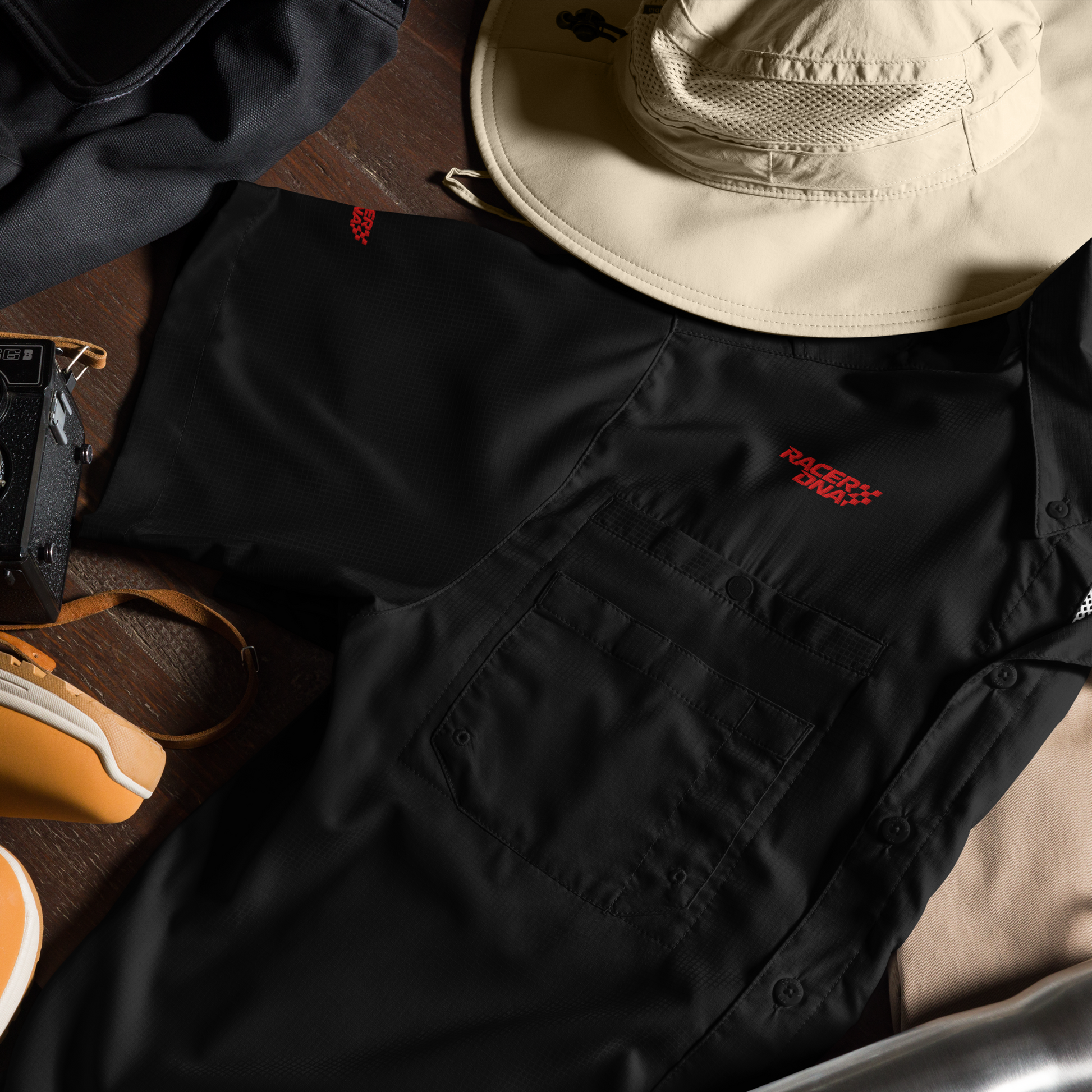 RacerDNA™ Columbia Short Sleeve Button-Up Shirt