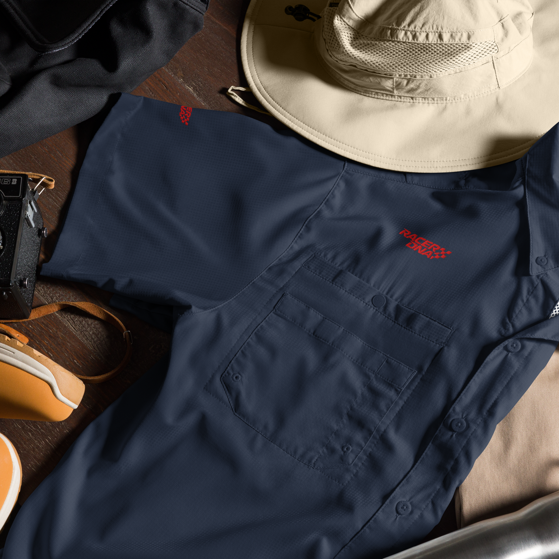 RacerDNA™ Columbia Short Sleeve Button-Up Shirt