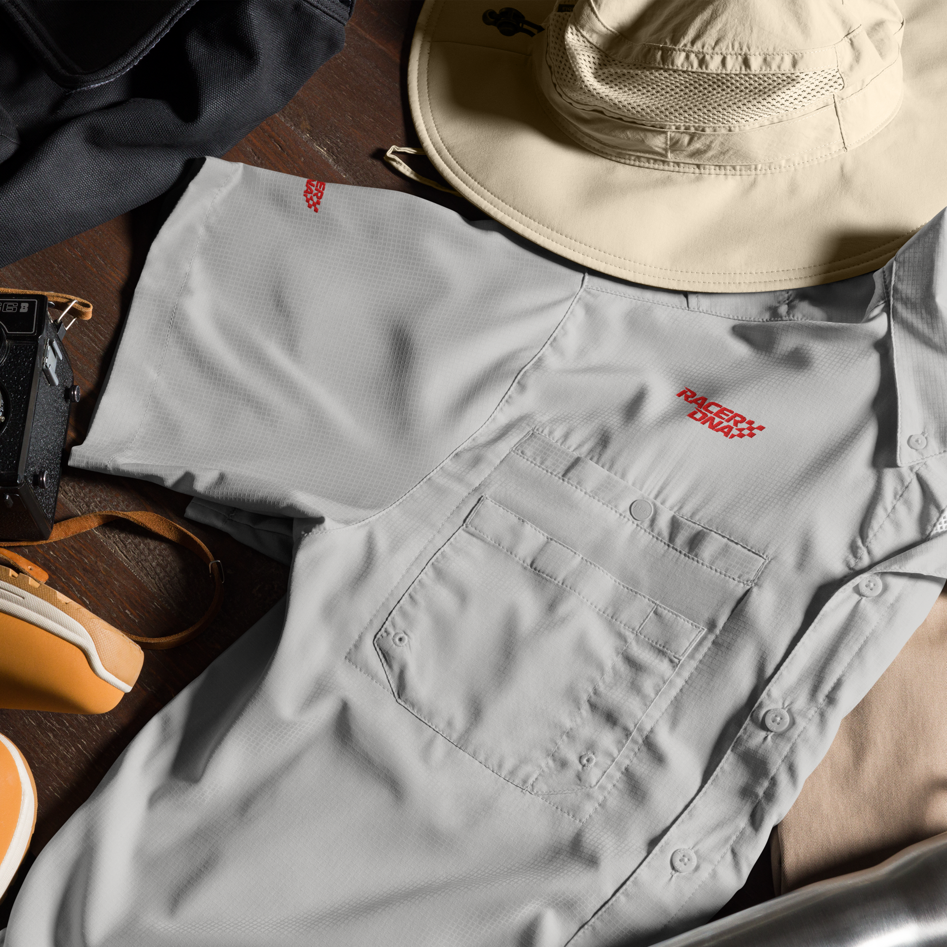 RacerDNA™ Columbia Short Sleeve Button-Up Shirt