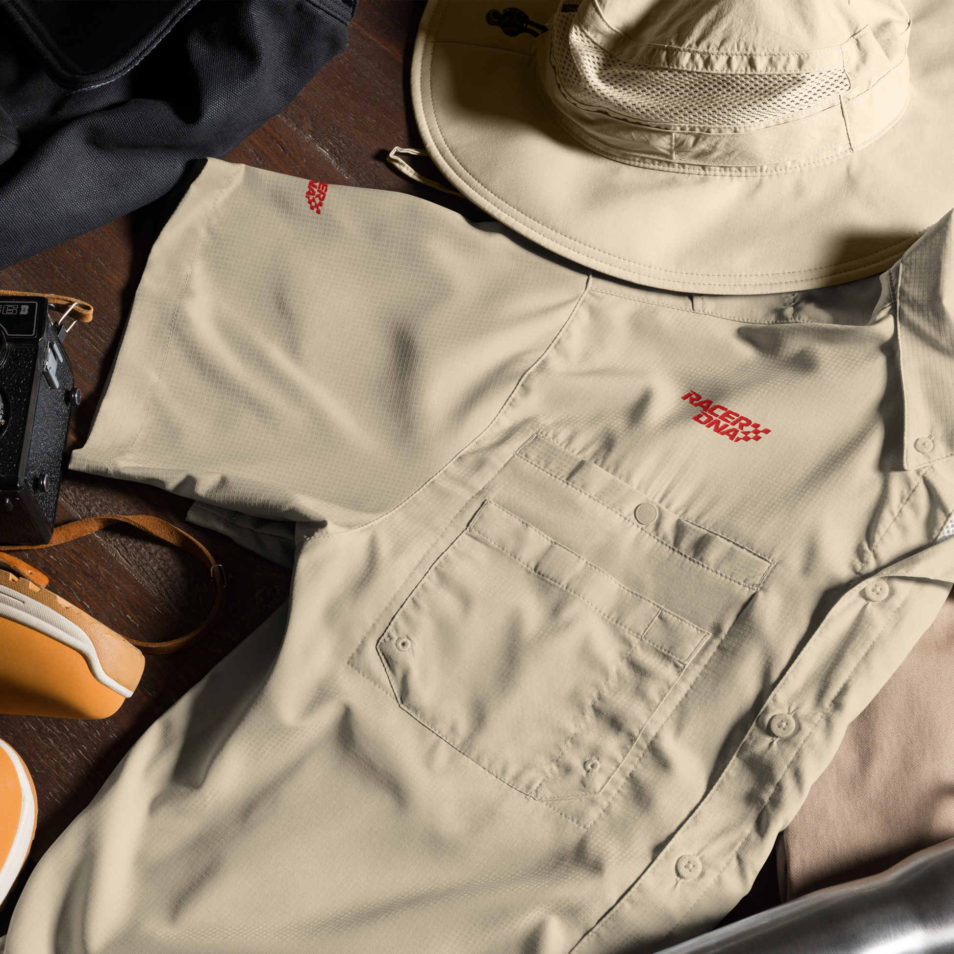 RacerDNA™ Columbia Short Sleeve Button-Up Shirt