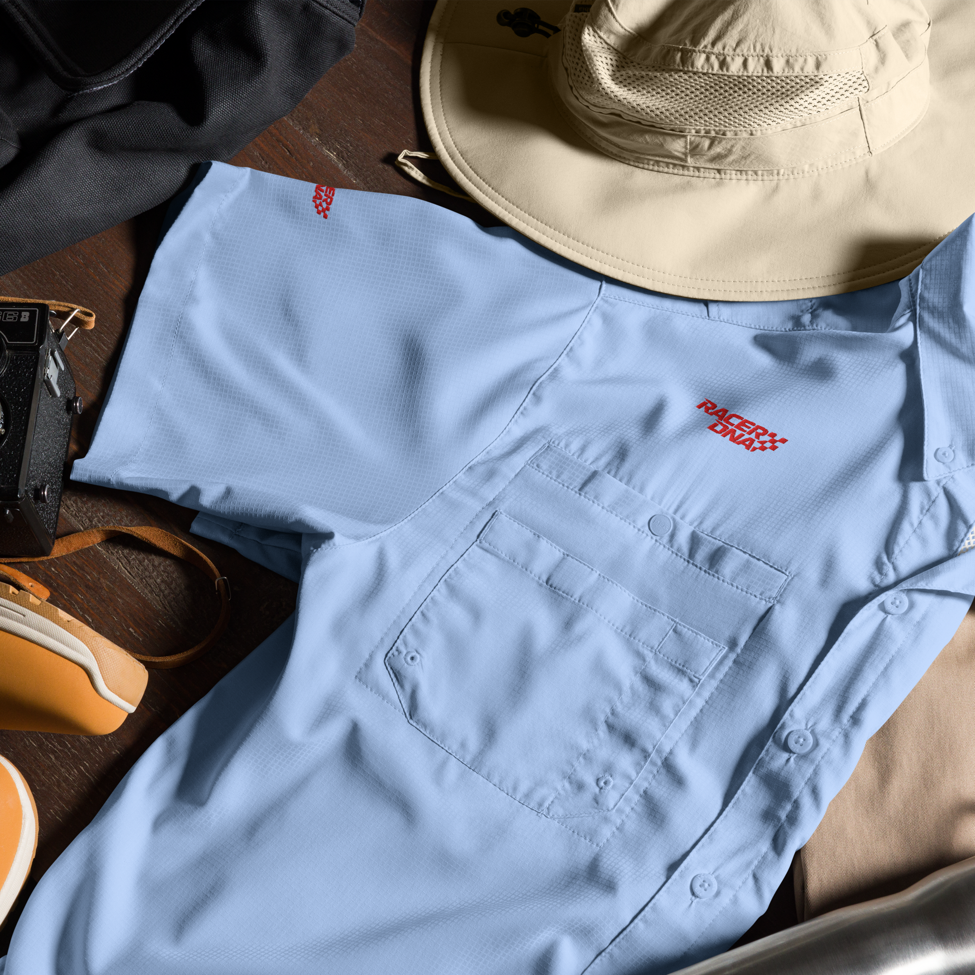 RacerDNA™ Columbia Short Sleeve Button-Up Shirt